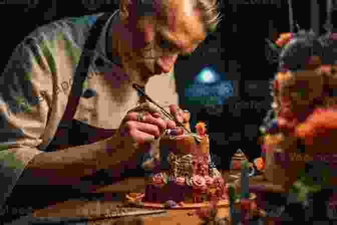 A Pastry Chef Meticulously Decorating A Cake, Her Hands Adorned With Sugar Crystals Cake With The King: A Tiny Bite Of Sweet