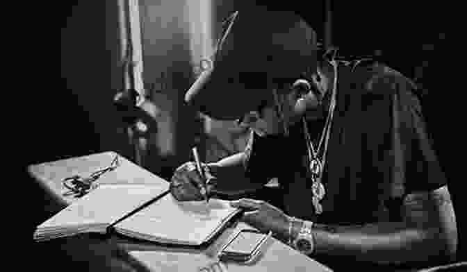 A Rapper Writing Lyrics In A Notebook, Surrounded By Books And Musical Inspiration The 10 Traits Of Successful Hip Hop Artists