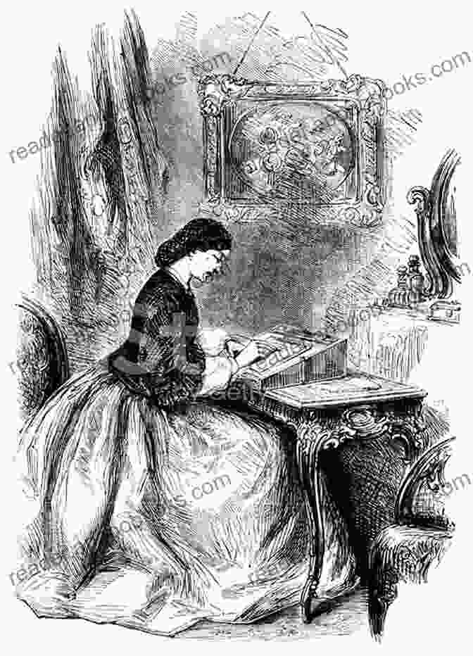 A Woman In Victorian Attire Writing At A Desk, Capturing The Novel's Exploration Of The Social Constraints Faced By Women During That Era A Shout In The Ruins