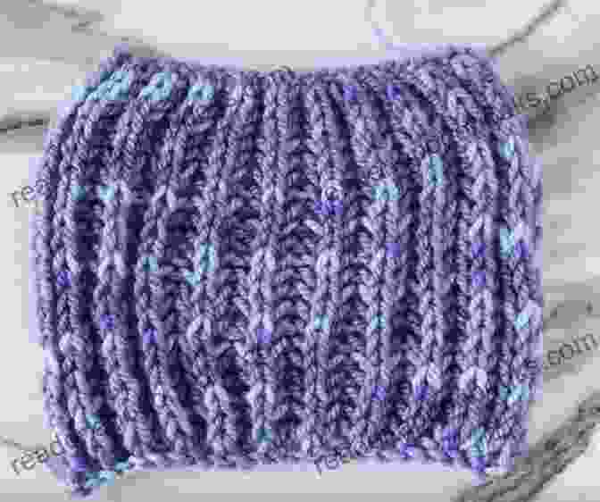 Knitting Brioche For Learners Pattern Example, Showcasing A Beautiful Brioche Rib Stitch Pattern In Soft Blue Yarn KNITTING BRIOCHE FOR LEARNER S: Complete Picture Step By Step Guide On How To Make Colorful Two Color Twist And Turn Brioche And Well Textured Knitwear From Scratch Like A Pro